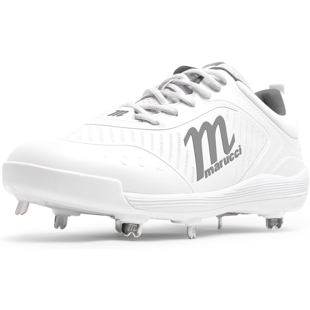 image:imageMarucci CFT Low Height Metal Baseball Cleats for Men Baseball Shoes for Men Secure Adjustable Fit Comfort amp Traction for Performance Lightweight Long Lasting DurabilityWhite