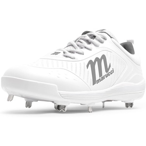 Marucci CFT Low Height Metal Baseball Cleats for Men, Baseball Shoes for Men, Secure Adjustable Fit, Comfort & Traction for Performance, Lightweight, Long Lasting Durability(White)