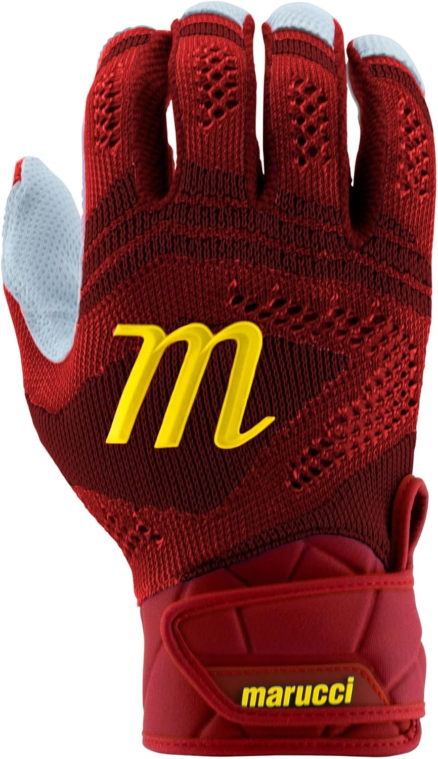 image:imageMARUCCI Breeze Knit V2 Adult Batting GlovesREDYELLOW