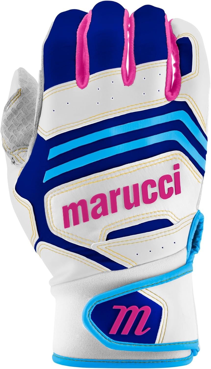 image:imageMARUCCI FUZN PRO Adult Batting Gloves WhiteColumbia BluePink AXXL