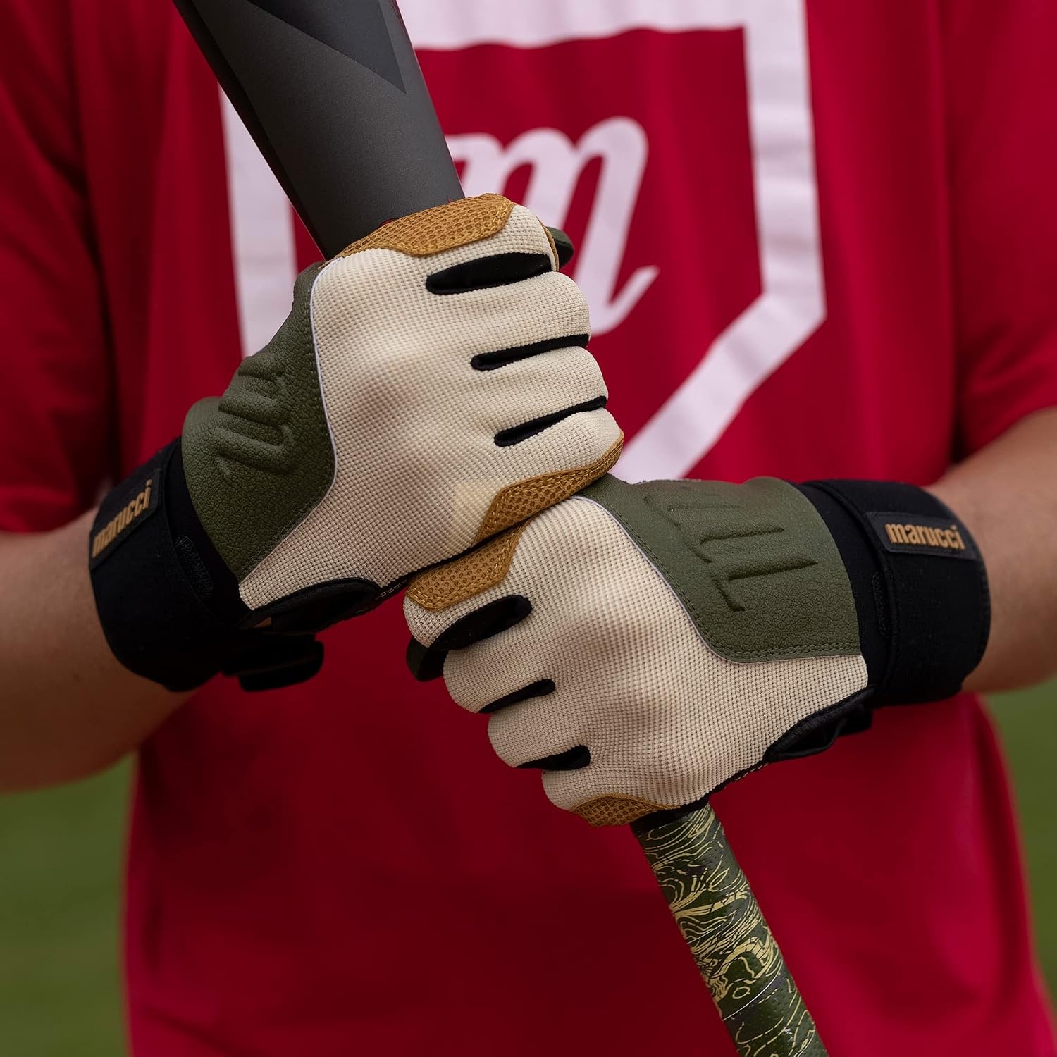 image:imageMarucci Blacksmith FullWrap Baseball Batting GlovesGREENTAN
