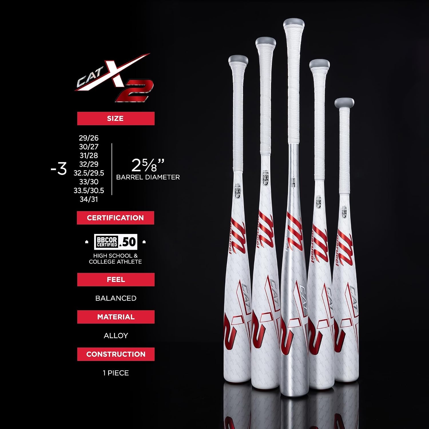 image:imageMarucci CATX2 Baseball Bat 2 58 Barrel 3 Drop BBCOR Certified Balanced3229