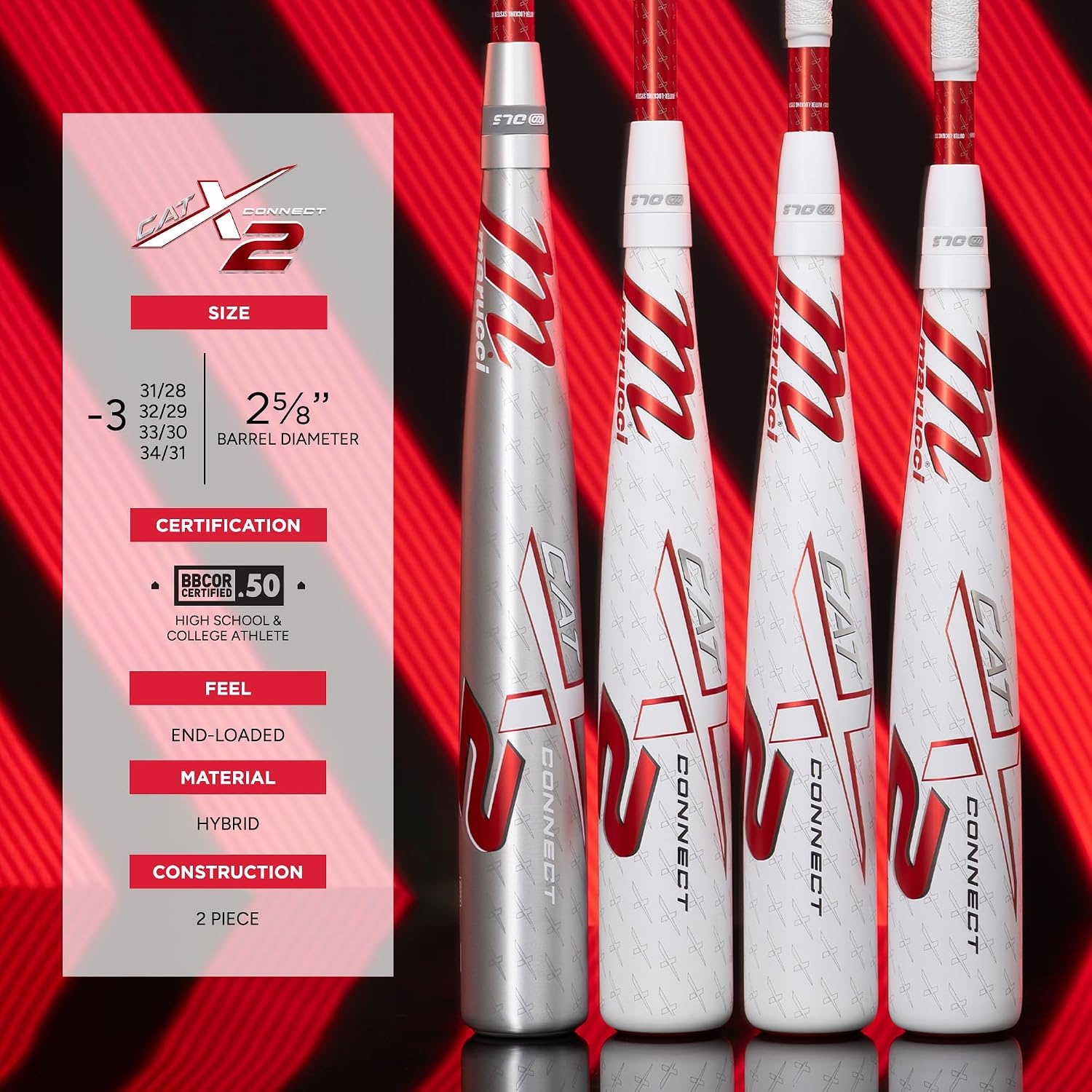 image:imageMarucci CATX2 Connect Baseball Bat 2 58 Barrel 3 Drop BBCOR EndLoaded33 30 oz