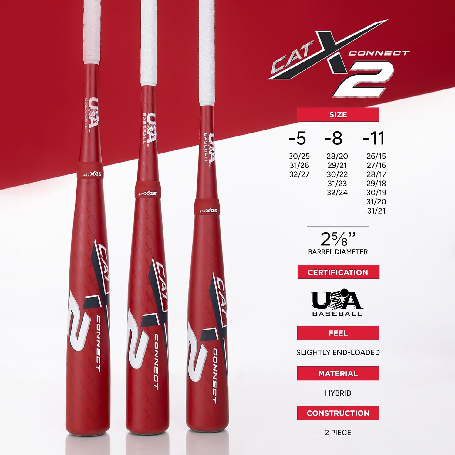 image:imageMarucci CATX2 Connect Baseball Bat 2 58 Barrel 5 8 11 Drop USA EndLoaded8