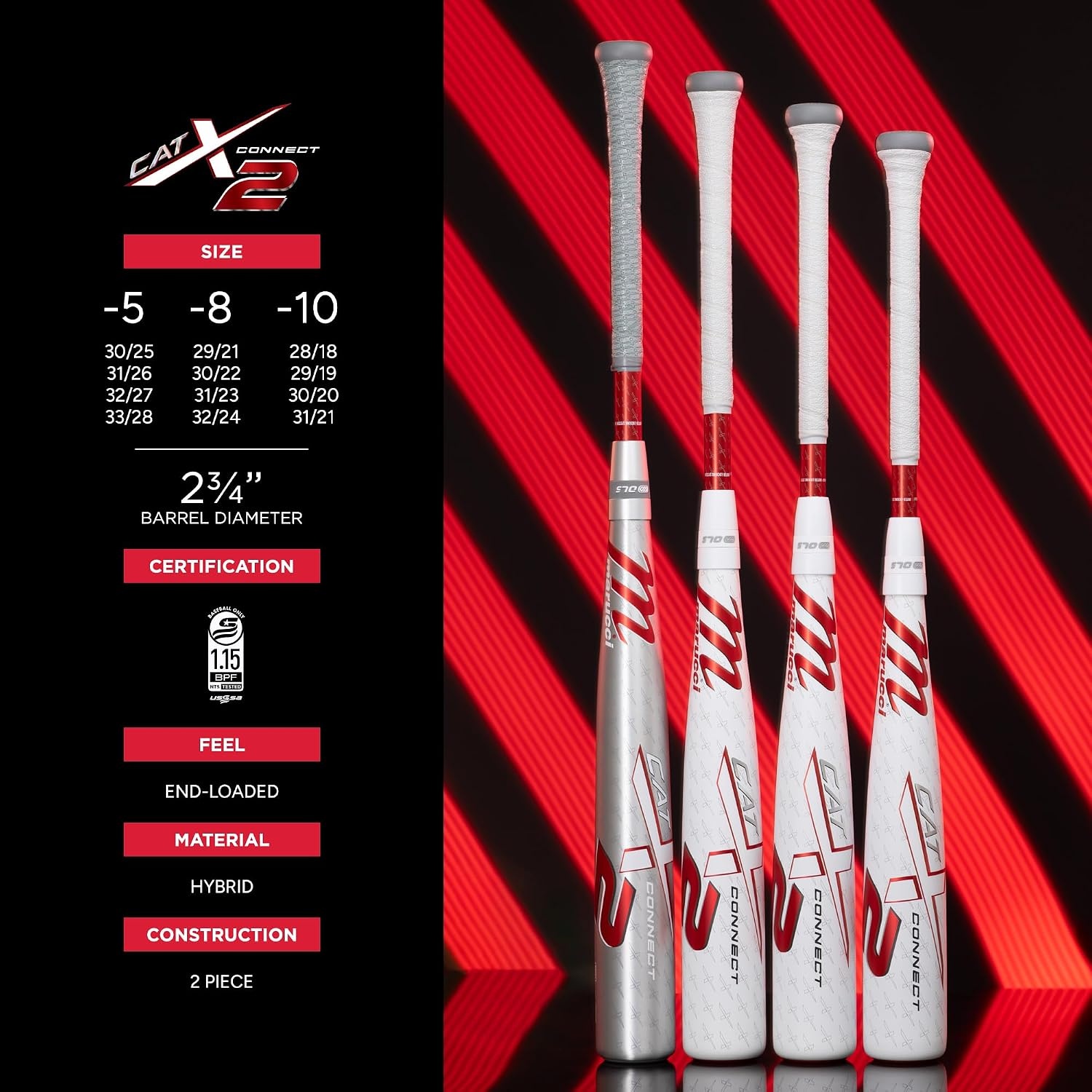 image:imageMarucci CATX2 Connect Senior League 2 34 Barrel 5 8 10 Drop USSSA EndLoaded5