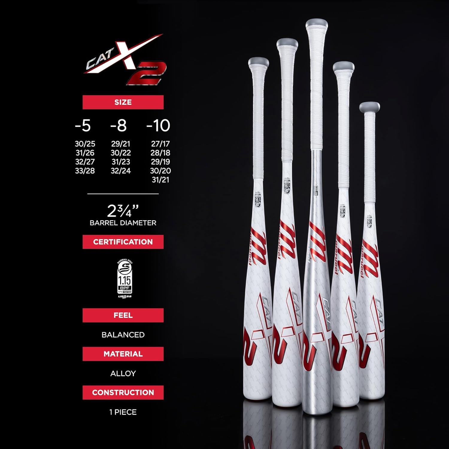 image:imageMarucci CATX2 Senior League Bat 2 34 Barrel 5 8 10 Drop USSSA Balanced5