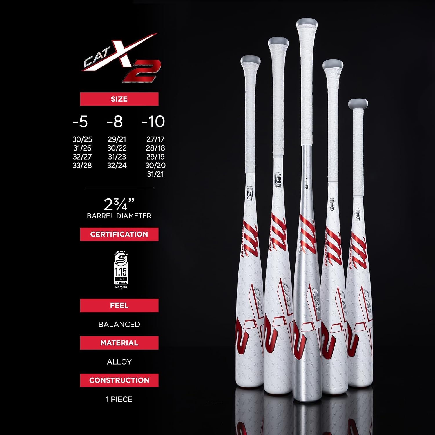 image:imageMarucci CATX2 Senior League Bat 2 34 Barrel 5 8 10 Drop USSSA Balanced8