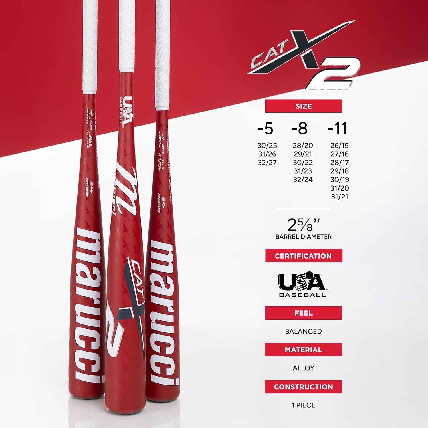 image:imageMarucci CATX2 Senior League Bat 2 58 Barrel 5 8 11 Drop USA Baseball Balanced5