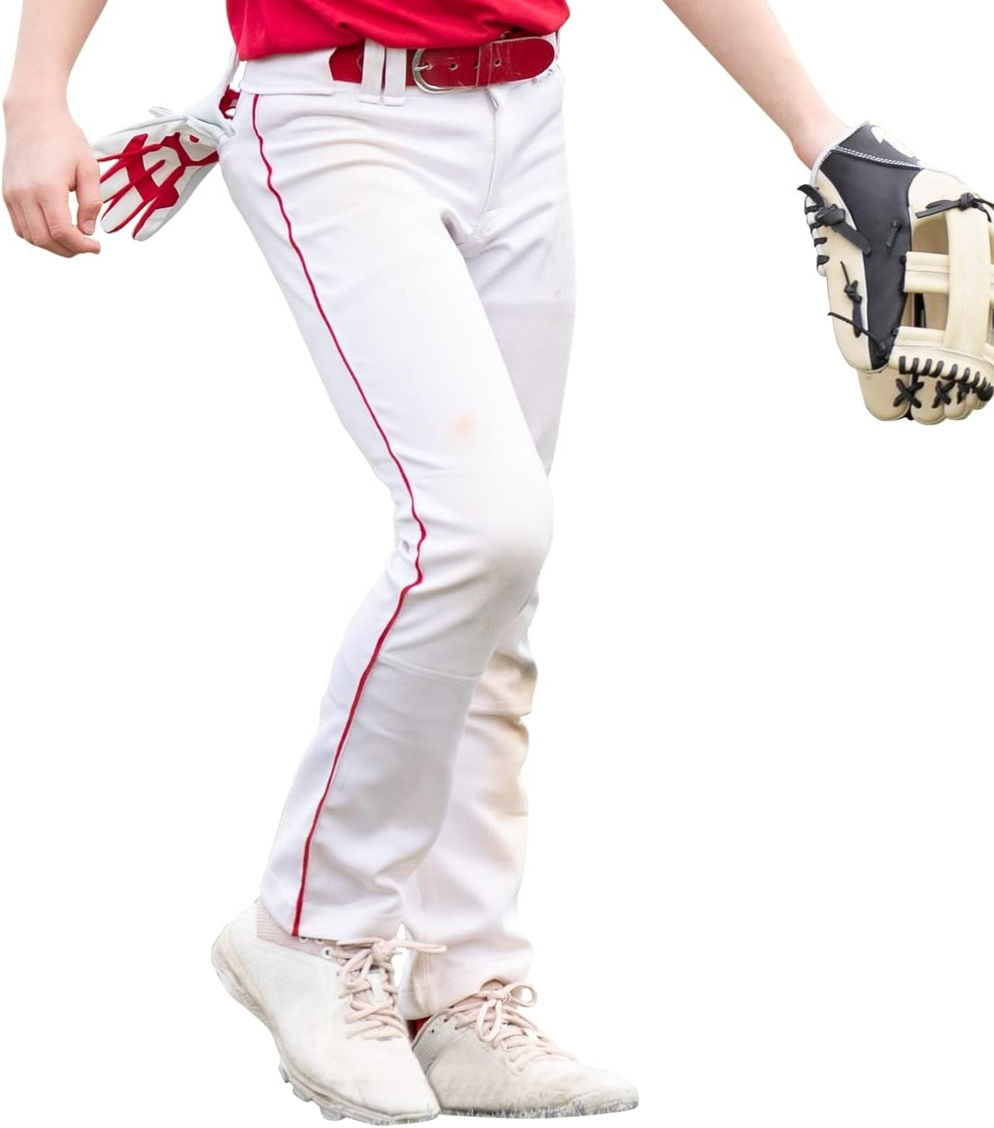 image:imageMarucci Sports Tapered DoubleKnit Piped Pant WhiteRed WhiteRed Youth Small DoubleKnit Pants Mens Apparel MAPTTDKPIPWRYS
