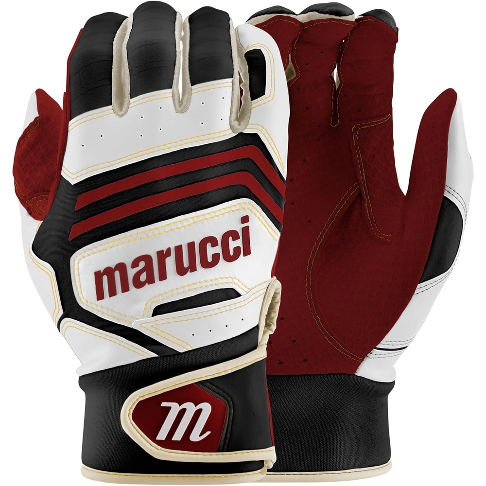 image:imageMARUCCI FUZN PRO Adult Batting Gloves WhiteBlackRED AXL