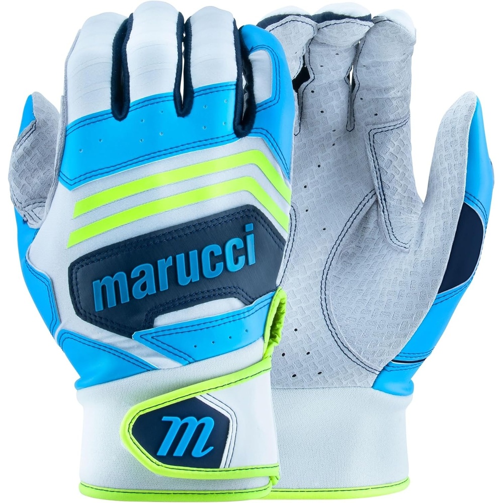 image:imageMARUCCI FUZN PRO Adult Batting Gloves WhiteTealNavy Blue AS