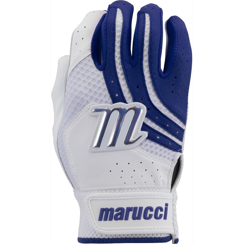 image:imageMarucci Medallion Fastpitch Batting GlovesWhite Navy Blue