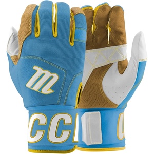 MARUCCI Blacksmith V2 Youth Batting Gloves, Columbia Blue/Yellow, YS