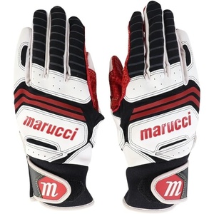 MARUCCI FUZN PRO Adult Batting Gloves, White/Black/RED, AL