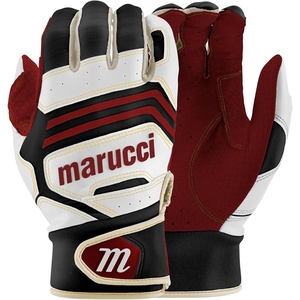 MARUCCI FUZN PRO Adult Batting Gloves, White/Black/RED, AXL