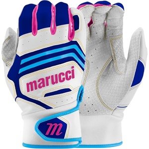 MARUCCI FUZN PRO Adult Batting Gloves, White/Columbia Blue/Pink, AXXL