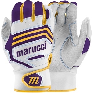 MARUCCI FUZN PRO Adult Batting Gloves, White/Purple/Yellow, AXXL