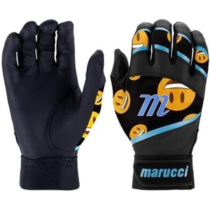 MARUCCI Foxtrot T Ball Batting Gloves, Black/Columbia Blue, YM/YL