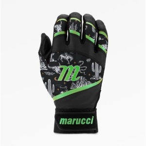 MARUCCI Foxtrot T Ball Batting Gloves, Black/NEON Green, YS/YM