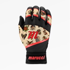 MARUCCI Foxtrot T Ball Batting Gloves, Black/RED, YS/YM