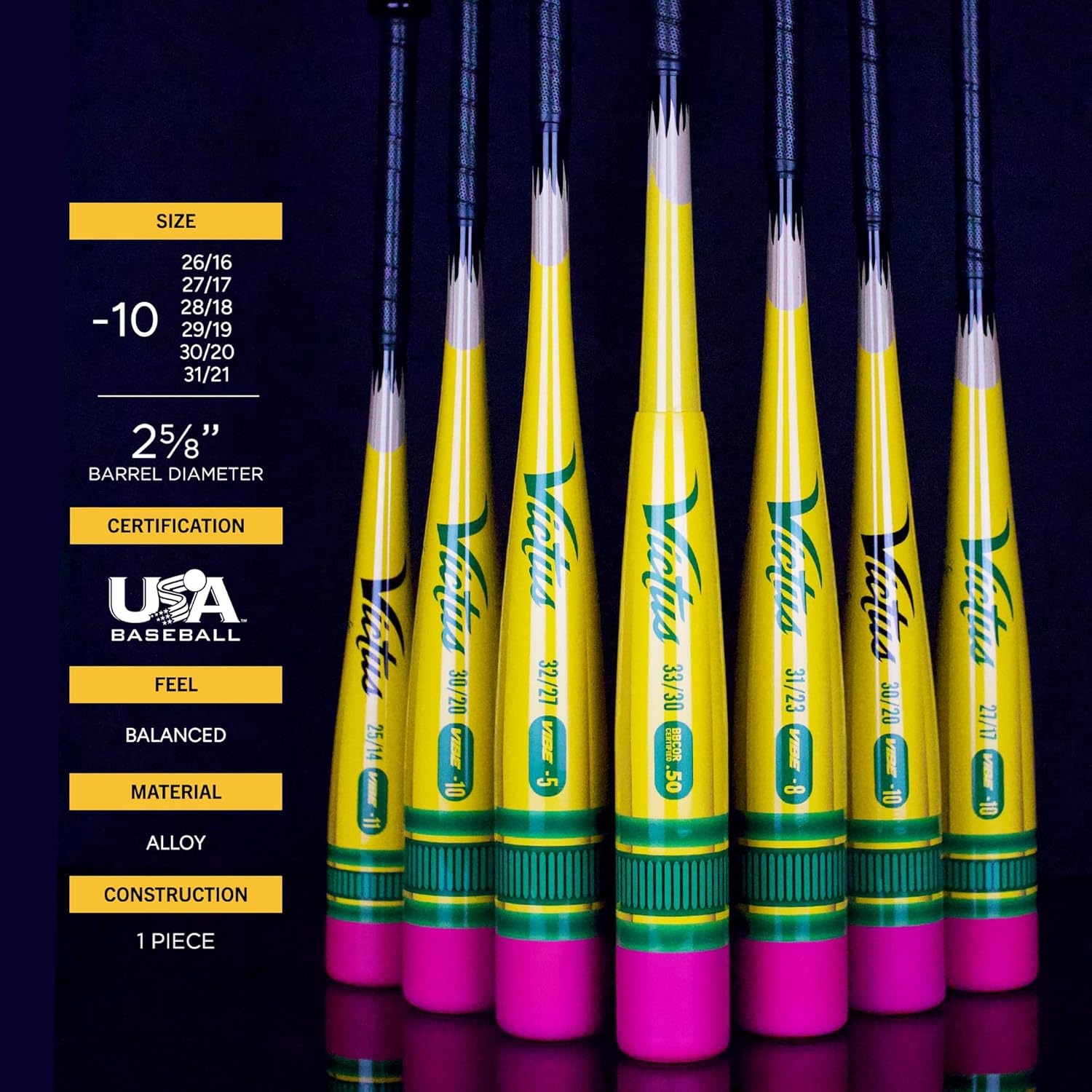 image:imageVictus Vibe Pencil Tee Ball Bat 2 58 Barrel 11 Drop USA Baseball Certified 26 15 oz26 15 oz