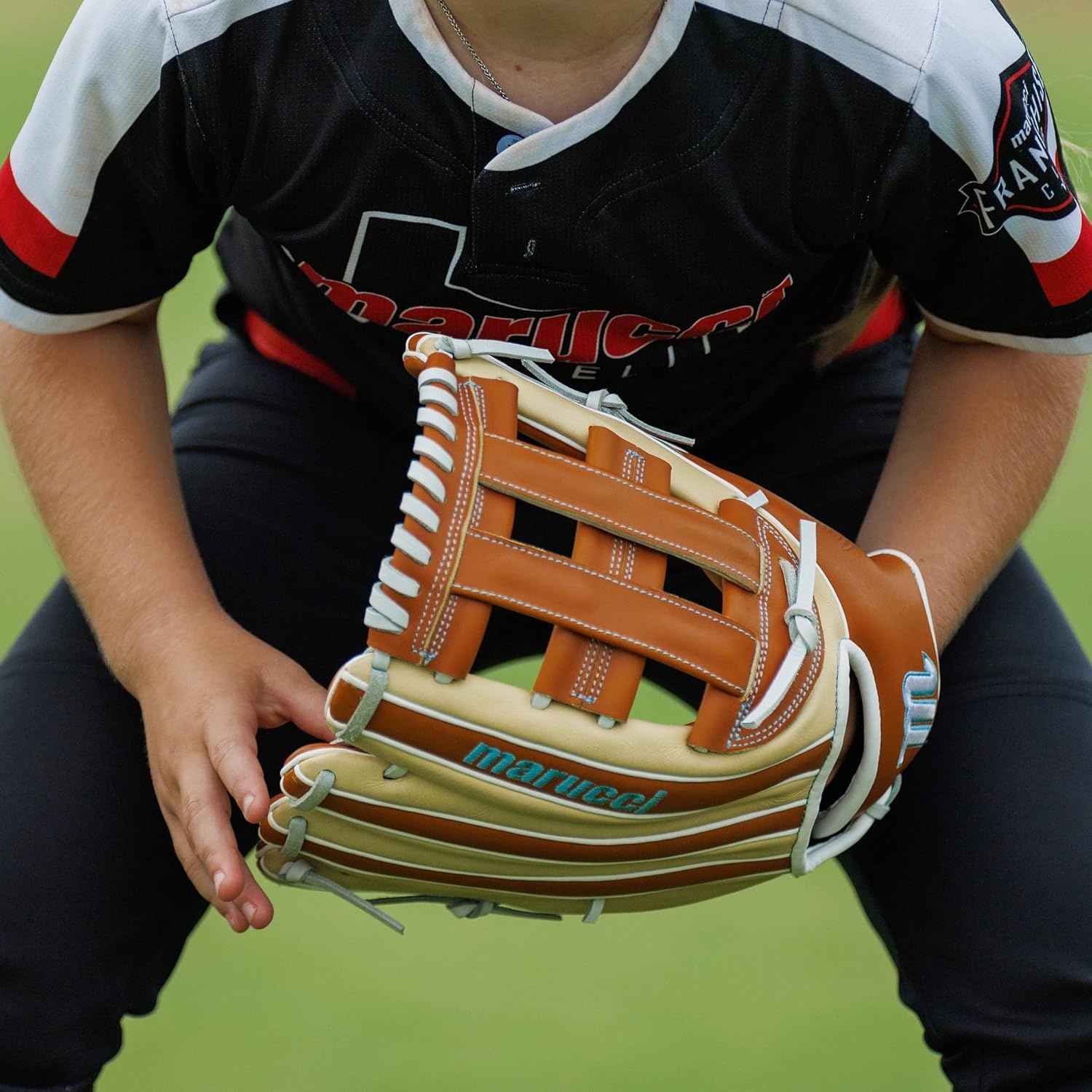 image:imageMARUCCI Acadia MType Fastpitch Glove Series125 CAMELCOLUMBIA BLUE